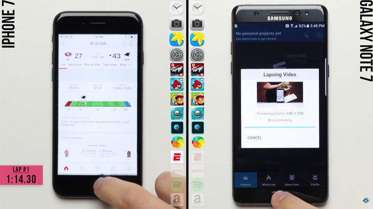 Usporedni test brzine: Samsung Galaxy Note 7 vs iPhone 7